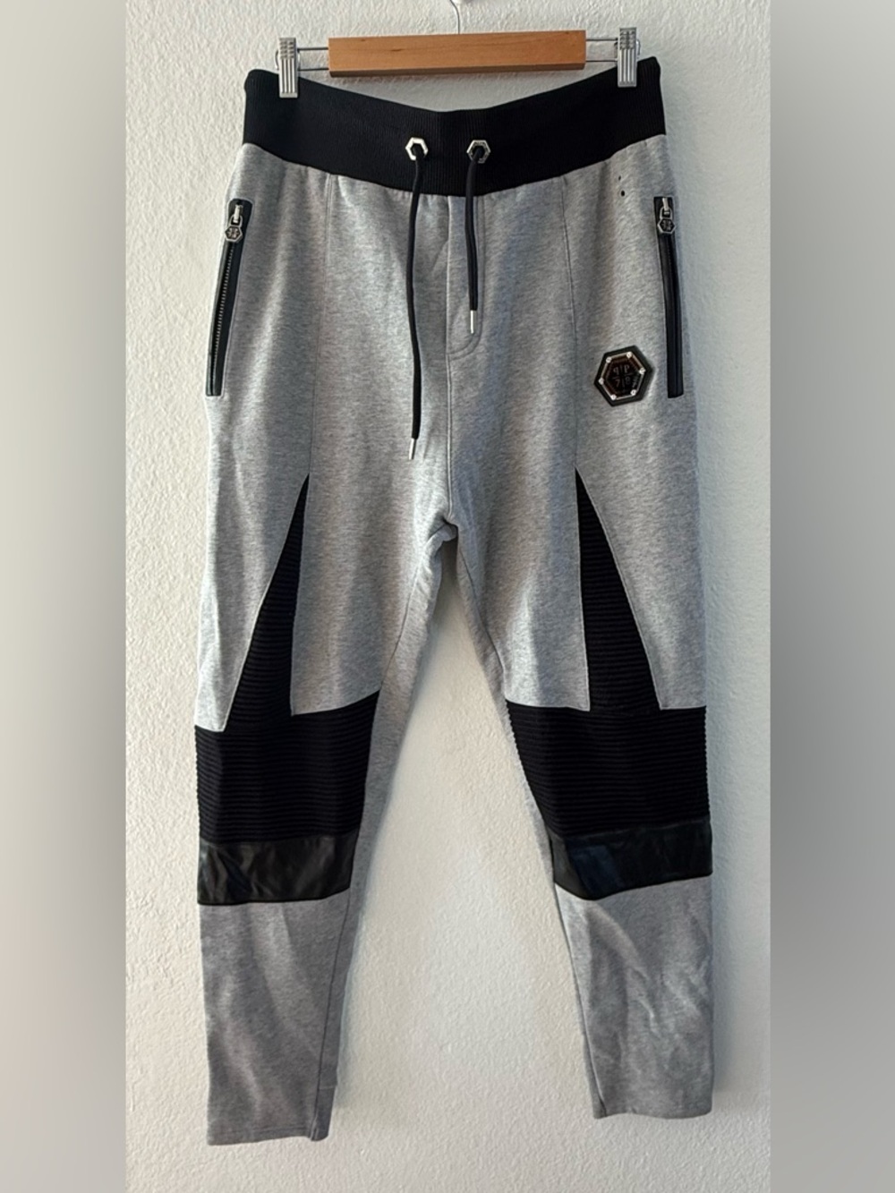 Philipp Plein Grey and Black Men's Jogger Pants